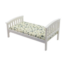 Doll House Single Bed With Flower Print Mattress Bedding for 1/12 Scale Doll House Craft Project Model Scene Display