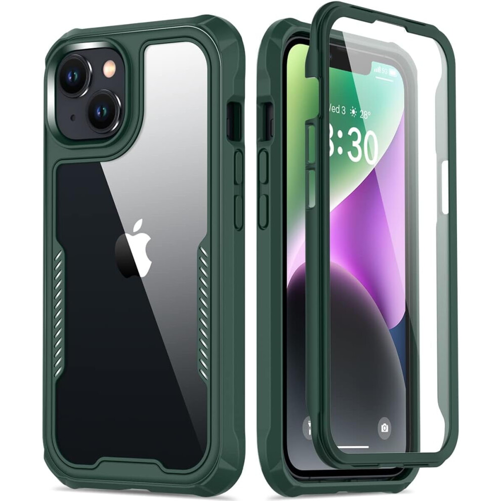 Iphone 14 Case With Screen Protector, Mil-Std Drop Tested, Slim-Fit Clear Cover, Compatible With Iphone 14 6.1" Pine Green 9130661894500