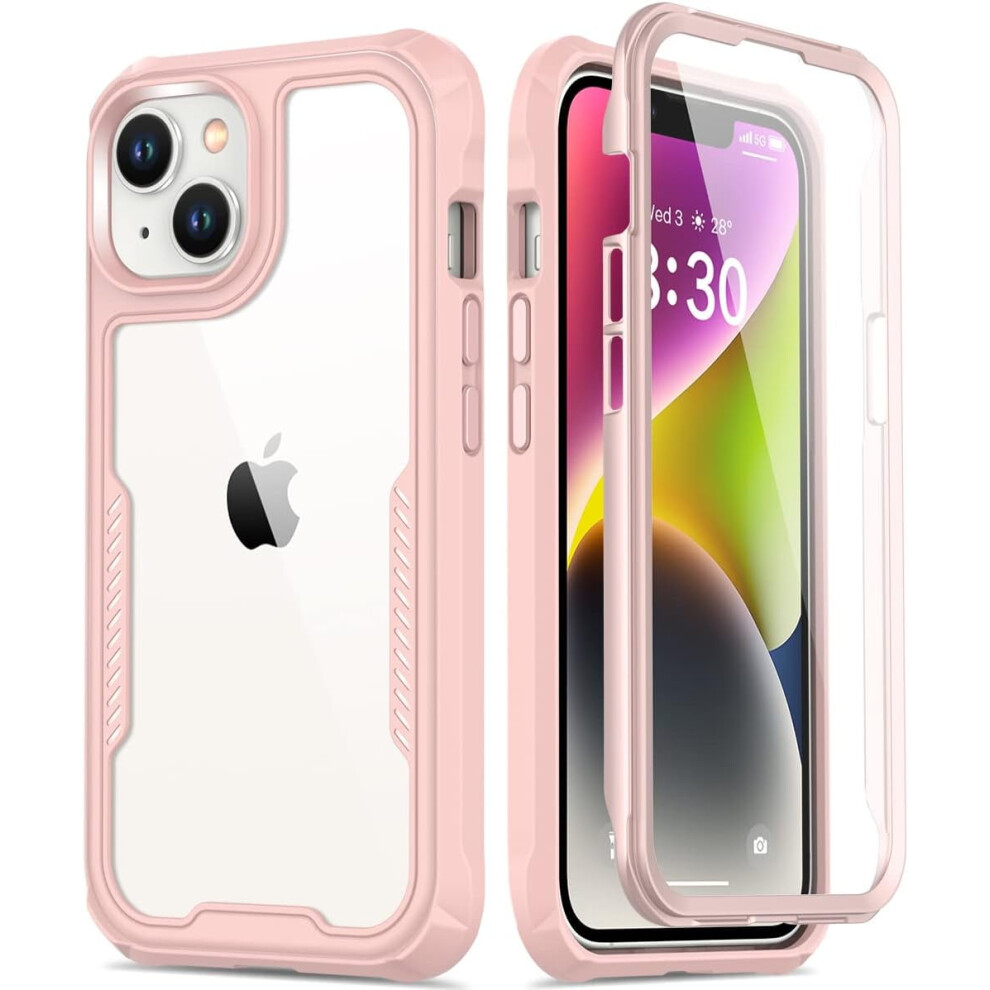 Compatible With Iphone 14 Case + Screen Protector, Mil-Std Drop Tested, Slim Clear Light Cover Pink 9130661895569
