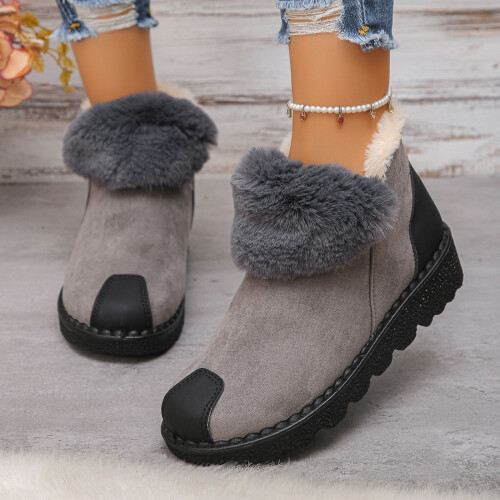 Damen-Winterstiefel mit Kunstfellfutter, Grau/Schwarz