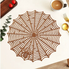 2pcs Ins Style Waterproof Non-Slip Dining Table Mat, Round Spider Web Design, Hollow PVC Coaster Mat, Compatible with European Tables