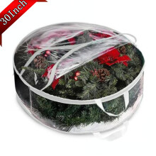 Clear Christmas Wreath Storage Bag with Zipper & Handles – 30" Premium Organizer Box, White