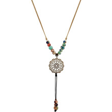 Boho Vintage Keramische Bloemenkralen Lange Ketting, Persoonlijk Sieraden voor Vrouwen