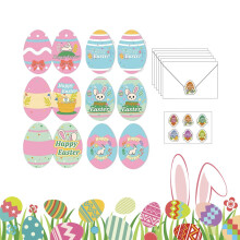 12-Pack Easter Cards with Envelopes & Stickers – Happy Easter Bunny Greeting Cards for Classroom Exchange, Spring Theme, Compatible with Classroom