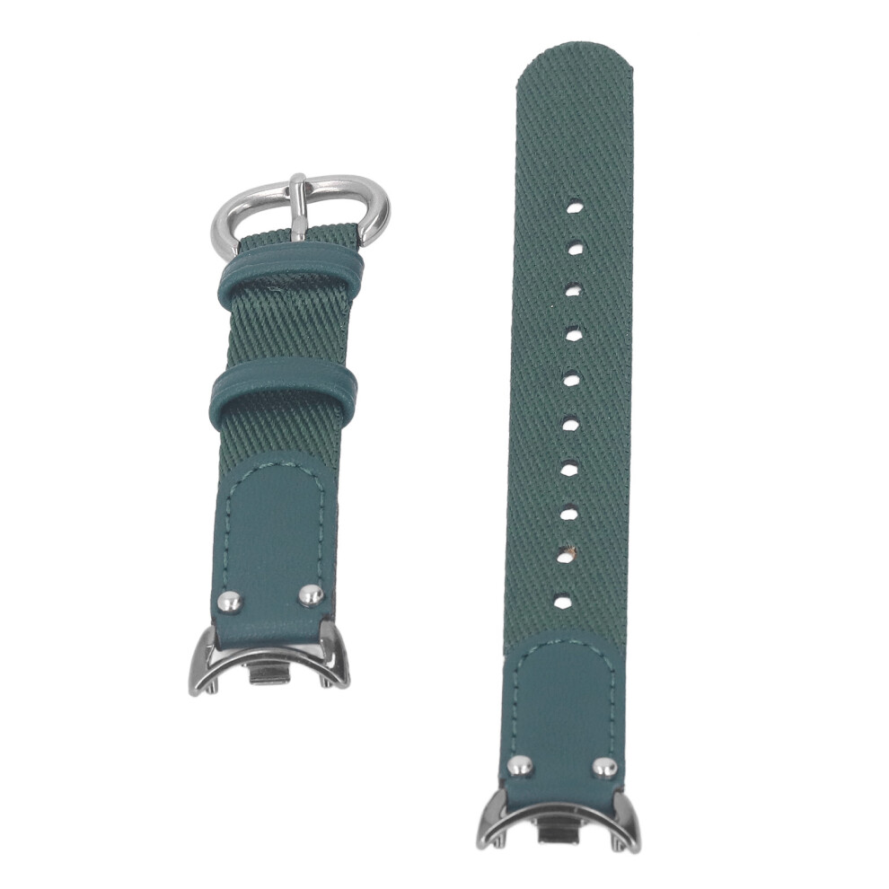 Breathable Olive Pu Canvas Sport Watch Band For Mi Band 8 Nfc Green 9481387173708