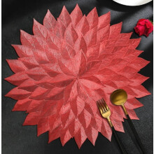 2 pcs (only mats) [Thousand Leaf Flower Waterproof] Dining Table Mat PVC Hot Stamping Insulation Mat Anti-scalding Coaster Decorative Mat Vase Mat