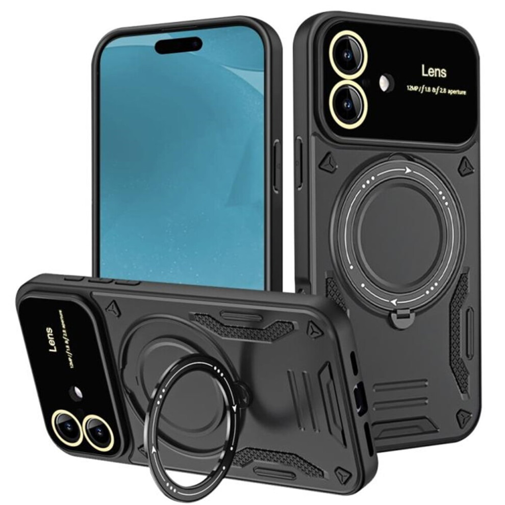 Hybrid Case For Compatible With Iphone 17 Â 360 Rotating Kickstand, Magsafe Wireless Charging, Shockproof Military-Grade Drop Protection, Black 9152228494909