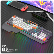 RGB Wired Gaming Keyboard & Mouse Combo, 104-Key Metal Panel Keyboard with Extended Wrist Rest