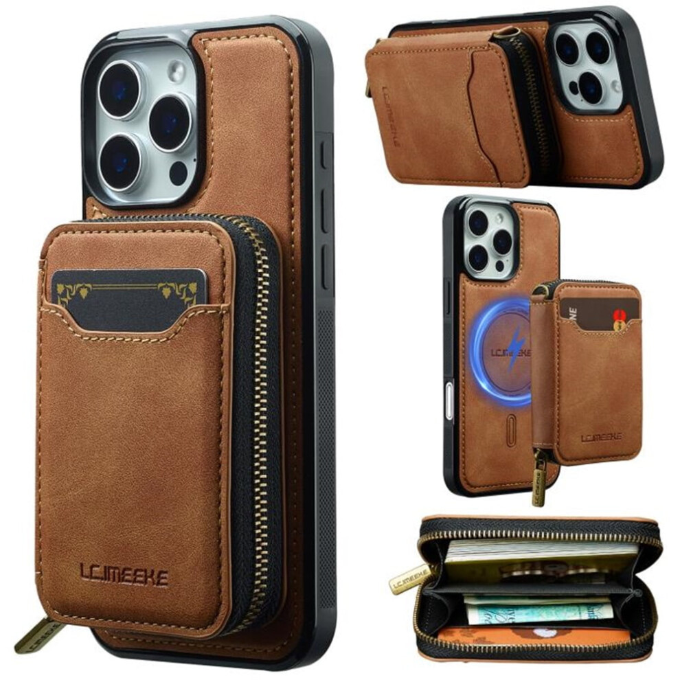 Leather Wallet Phone Case With Zipper Pocket For Iphone 15 9418476953613