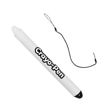 Penna touch in silicone per bambini con corpo triangolare, funzione anti-rotolamento e cinturino rimovibile per tablet.