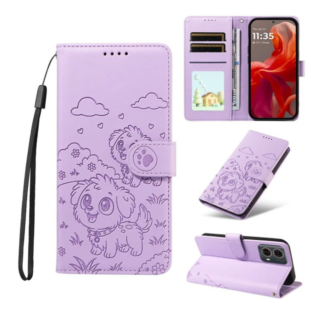 Leather Flip Case For Motorola Moto G96 5G Purple 9170372620036