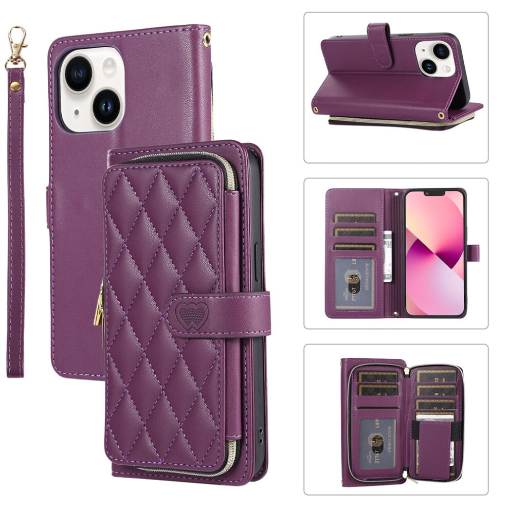 Leather Wallet Case For Iphone 15 Plus 6.7 Inch With Strap 9170372620975