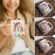Ostergeschenk-Füllung: 350-ml-Keramikbecher mit Hasen- und Herzmotiv – Romantisches Valentinstagsgeschenk für Sie/Ihn, Küchendekoration –