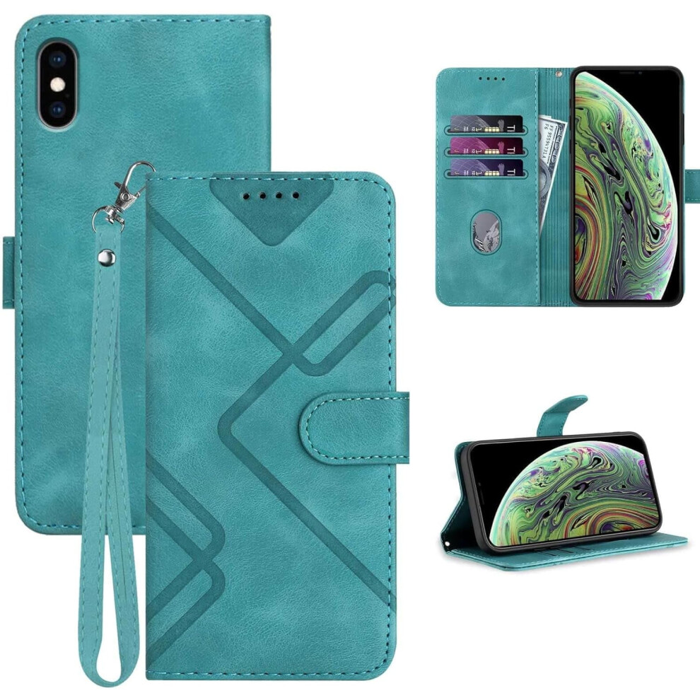 Leather Flip Case With Wallet, Card Holder & Wrist Strap Â Shockproof Protective Cover Compatible With Iphone X/Xs (Iphone 10) Green 9152228497047