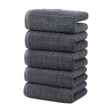 Grey Mid-Weight Cotton Towel Set With Double-Stitched Edges Fade-Resistant Color Technology #053J0