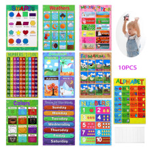 10 st pedagogiska förskoleposters (15,7"x11") – Väder, årstider, former, månader, färger, kompatibel med hemundervisning och förskola