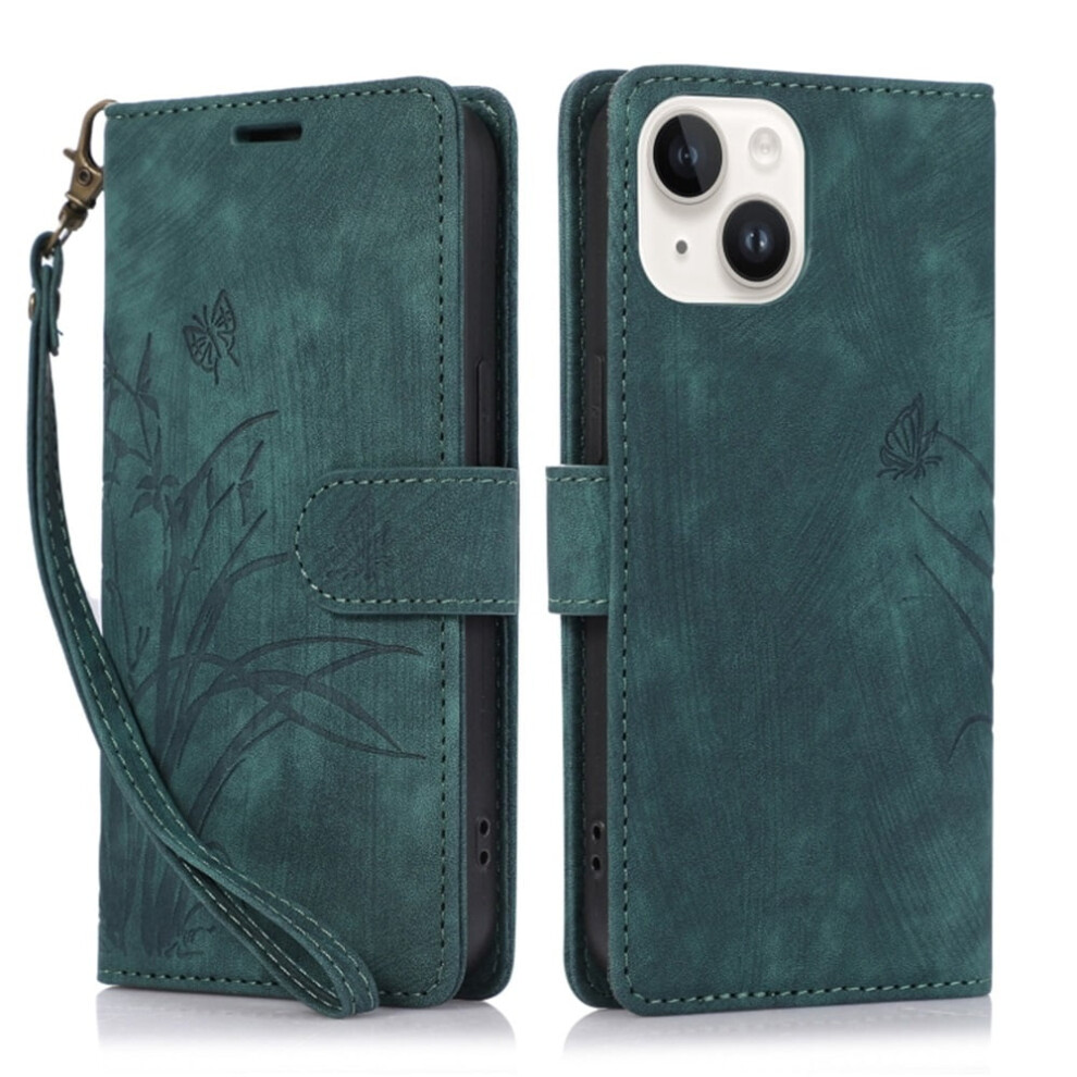 Leather Flip Wallet Case For Iphone 15 Plus With Green 9362892746888