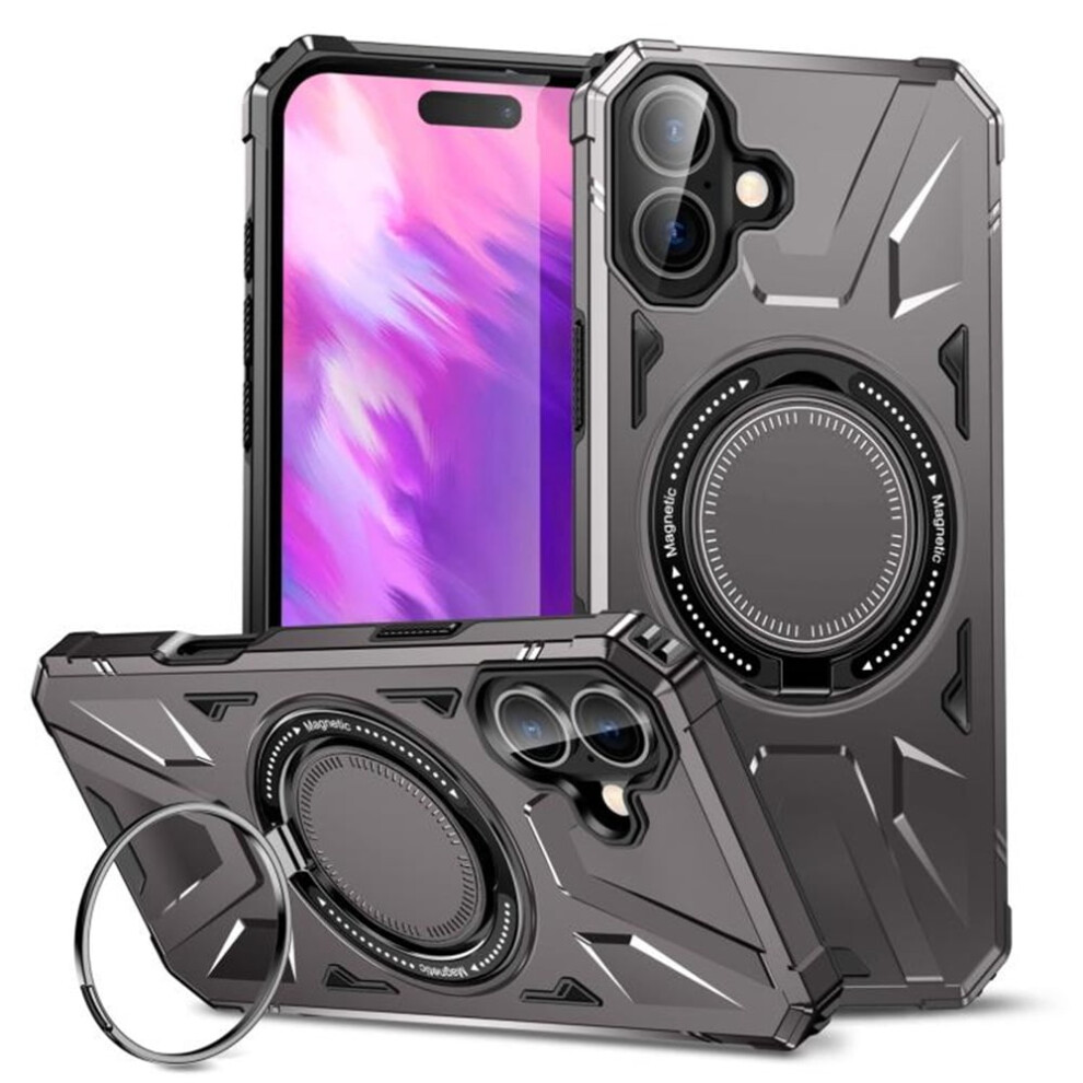 Iphone 16 Case 6.1 Inch With 360 Magnetic Stand Grey 9558830575508