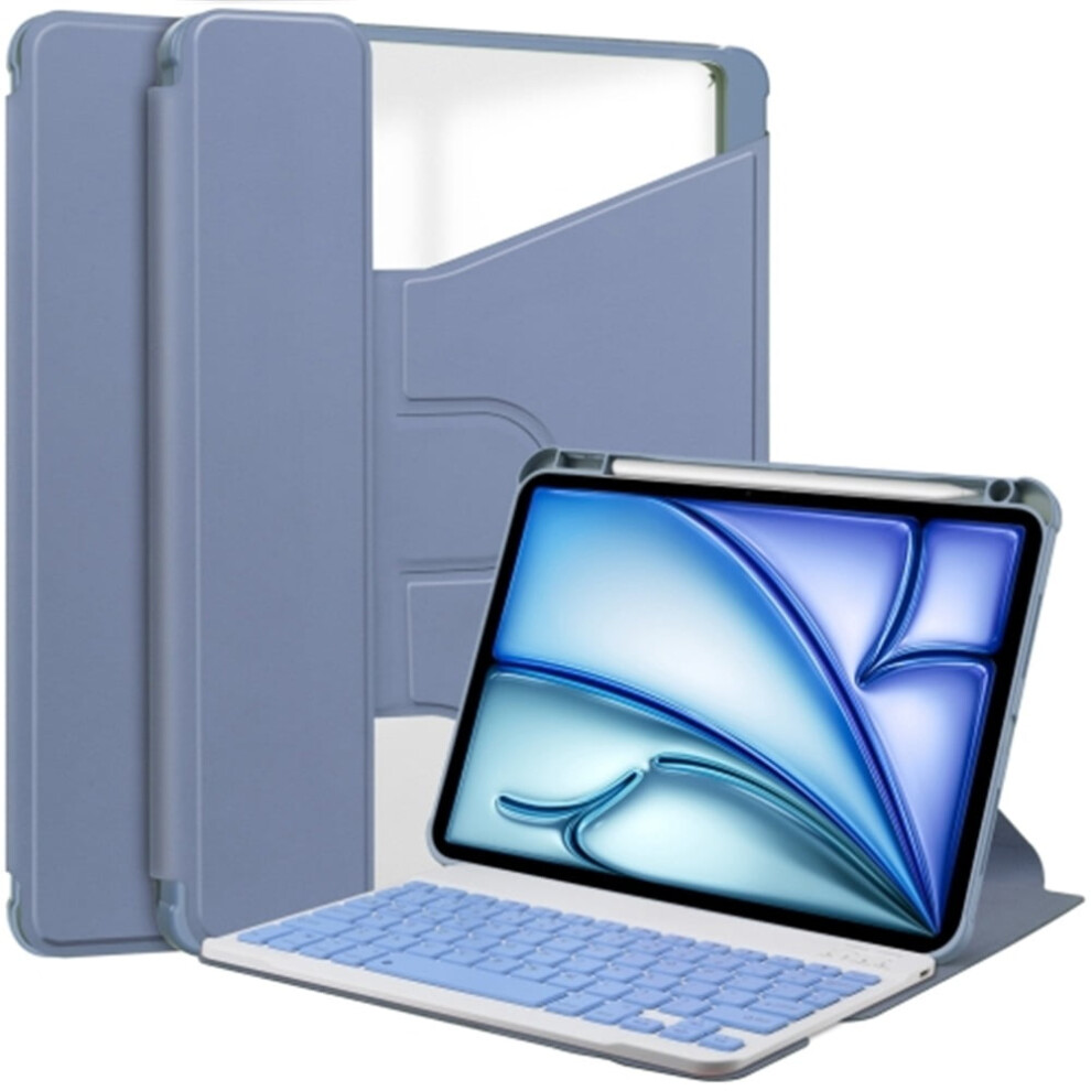 For Compatible With Ipad Air 11 2025 / 2024 360 Rotation Transparent Smart Leather Case With Keyboard, Lavender 9165521609581