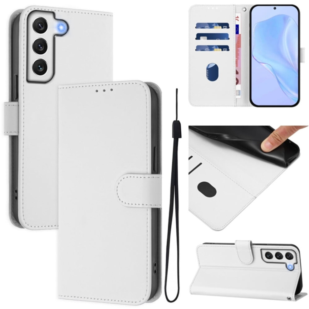 Wallet Case Compatible With Samsung Galaxy S22+ 5G Â Pu Leather Magnetic Flip Folio, 3-Card Slot & Wrist Strap, White 9165521620913