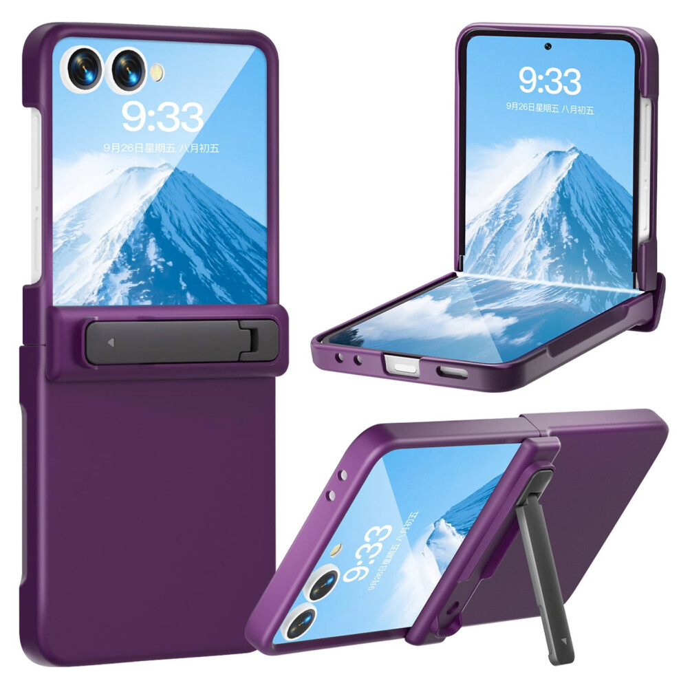 Samsung Galaxy Z Flip 7 Case With Built-In Screen Protector, Hinge Protection & Kickstand Â Shockproof Full Body Cover, Dark Purple 9165521610037