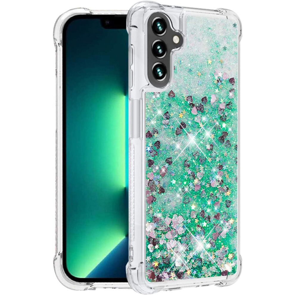 Glitter Clear Silicone Case For Samsung A15 5G Â Shockproof, Aesthetic, Durable Bumper (Green), Compatible With Samsung Galaxy A15 5G Green 9165521608669