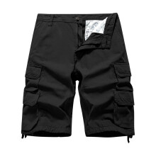 Men's Casual Cotton Cargo Shorts with Elastic Waist, Black, Size 36 – Compatible with Work & Fishing