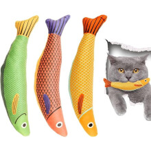 3-pack kattmynteleksaker för katter – mjuka, slitstarka, skallrande ljud, 23 cm tuggleksak av makrillfisk, kompatibel med alla raser