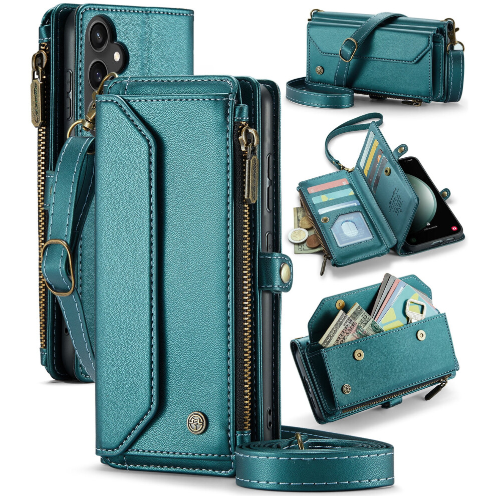 Caseme Leather Wallet Case For Compatible With Samsung Galaxy S23 Fe Â Rfid Blocking, 10-Card Holder, Zipper Bills Slot, Magnetic Wrist Strap 9405492233287
