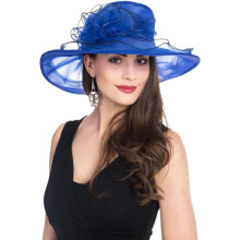 Γυναικείο καπέλο εκκλησίας Kentucky Derby με φαρδύ γείσο και λουλούδια σε σχήμα φύλλου