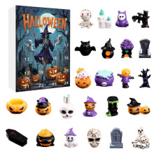 Calendrier de compte à rebours d'Halloween 24 jours - Figurine amusante en résine représentant un fantôme et une citrouille - Décoration