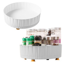 10" Plastic Round Lazy Susan Organizer (2-Pack, White) for Kitchen, Pantry, Cabinet, Fridge, Countertop, Bathroom – Compatible with Standard Shelves