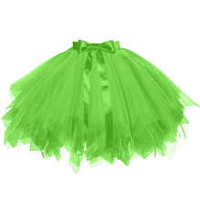 Gonna da donna in tulle senza stecche con allacciatura, verde fluorescente
