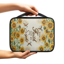Bibeletui mit Sonnenblumenmotiv und Kolibri-Motiv für Frauen – wasserdicht, mit Glaubensmotiv, großem Bibelhalter und Studienzubehör