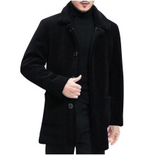 Ανδρικό φουσκωτό Sherpa Trench Coat με μονόπετο φλις μπουφάν μεσαίου μήκους, κομψό