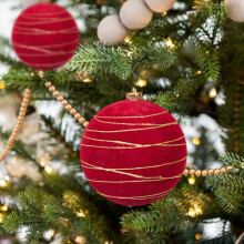 3 Pcs 6" Velvet Christmas Ball Ornaments, Shatterproof Vintage Baubles for Tree, Party, Wedding – Compatible with Holiday Decor