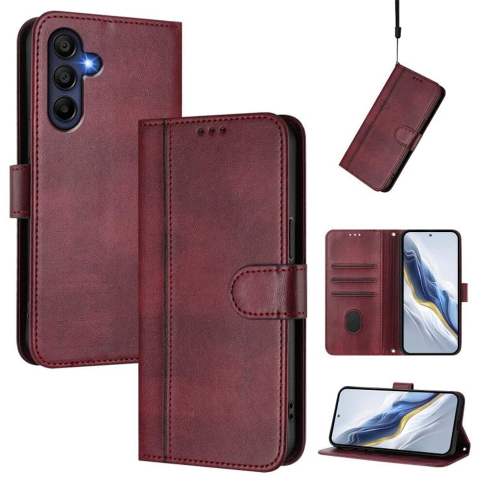 Compatible With Samsung Galaxy A17 5G 6.7" Wallet Flip Case Â Leather-Tpu, Card Holder, Wrist Strap, Shockproof, Red 9165521606375
