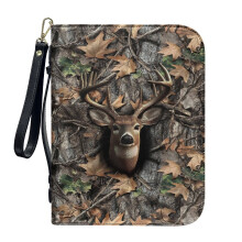 Moose Maple Leaf Bible Cover for Women & Men – XL Lightweight Carrying Case with Detachable Wristlet Strap, Christian Art Gift, Compatible with