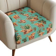 Housse de coussin extensible Highland Cow Cactus pour canapé – Compatible avec les petits coussins de fauteuil