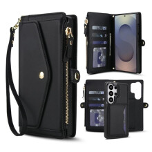 Compatibil cu Samsung Galaxy S22Ultra5G Husă portofel din piele PU 2 în 1 cu blocare RFID, clapă magnetică, sloturi pentru carduri, buzunar cu