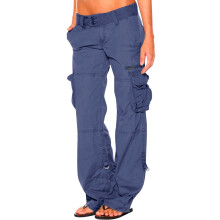 Women's High-Waisted Cargo Joggers, Stretch Wide-Leg Drawstring Pants – Blue, Size 4XL, Compatible with Workwear