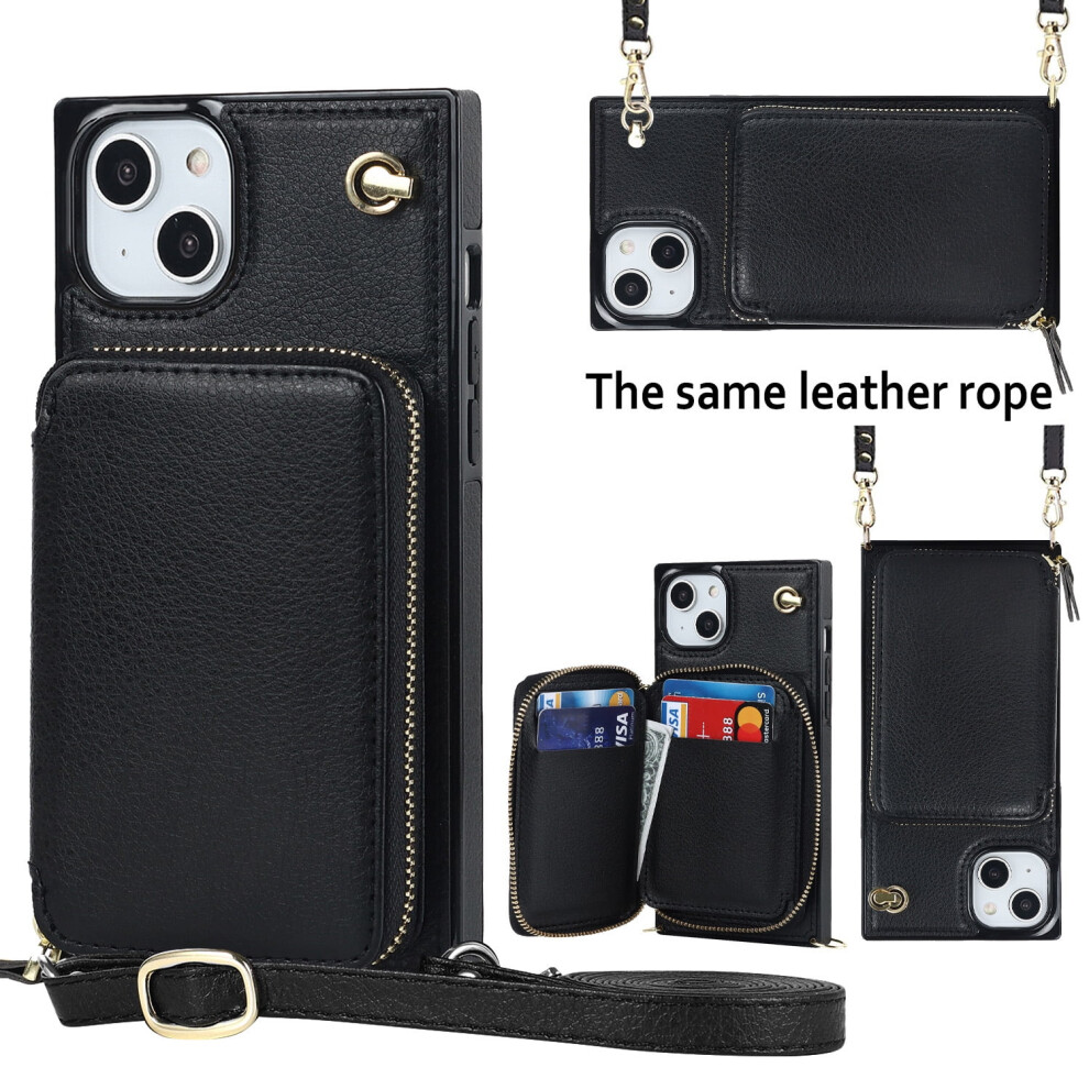 Compatible With Iphone 14 Crossbody Wallet Case, Rfid-Blocking Leather Purse With Zipper Pocket & Strap Â Black 9405492234123