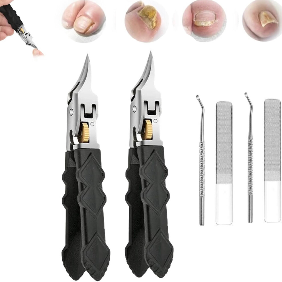 Black Anti-Slip Grip Nail Clipper Set with Curved Blades