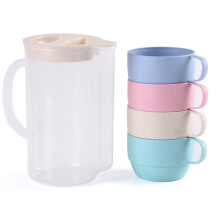 Five-Piece Cold Water Kettle Set with One Kettle and Four Matching Cups, Ideal for Hot and Cold Beverages for Home or Office Use