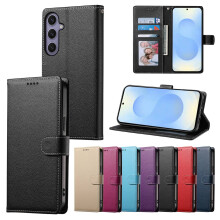 Leather Wallet Phone Case Compatible with Samsung Galaxy S25 Ultra, S24 Ultra, S23 Ultra, S22, S21 FE, S20 Ultra – Card & Zipper Design