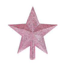 Christmas Tree Topper Star Glitter Pink 8 inch