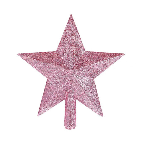 Christmas Tree Topper Star Glitter Pink 8 inch