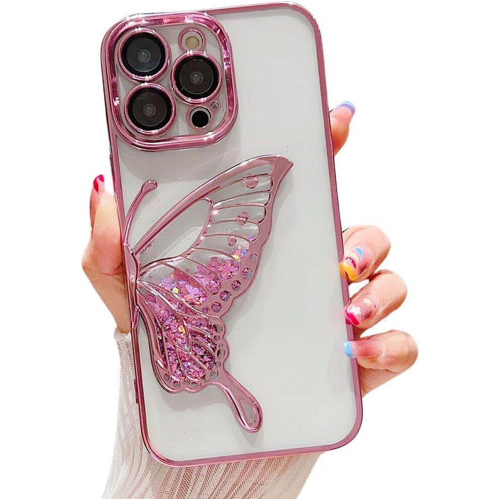 Glitter Electro-Plated Butterfly Case For Iphone 16 Pro Max Â Clear, Soft, Shockproof, Camera Lens Protected (Pink) Pink 9455834305776