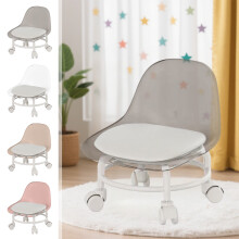 Tabouret à roulettes avec dossier et roulettes pivotantes à 360 – Siège confortable et polyvalent pour le bureau et la maison