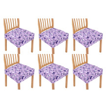 Stoelhoezen met vlinderprint voor de eetkamer, set van 6 elastische stoelhoezen, universeel passende zachte keukenstoelhoezen, paars
